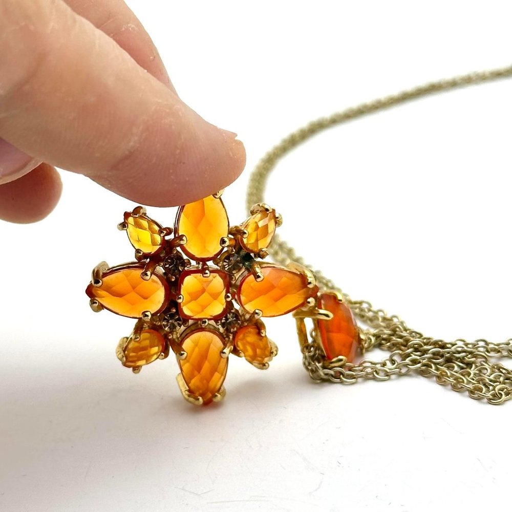 Joan River's Classic Collection Orange Amber Glass Necklace